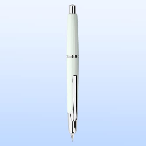erofa Majohn A2 Press Fountain Pen Extra Fine Nib with Box, Retractable White Resin Ink Pen with Converter Writing Pen Set (Silver Clip Version) - color: White--Silver Clip