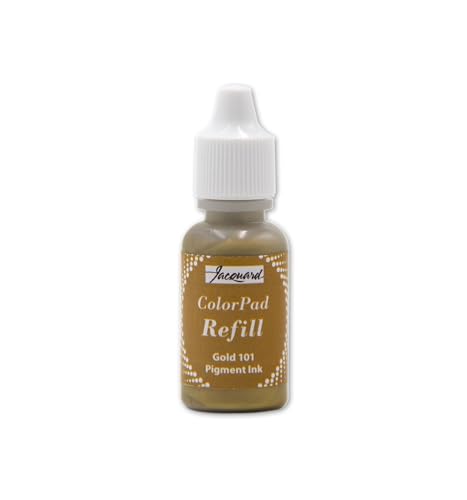 Jacquard ColorPad .5 oz Stamp Pad Pigment Ink Refill - Metallic Gold - Archival - Archival - Acid Free - Excellent for Blending and Embossing - Made in USA - color: Metallic Gold Refill