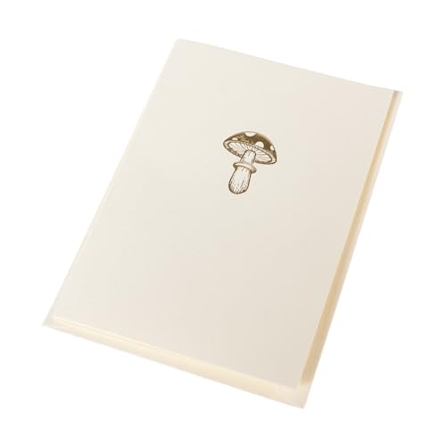Graphique Mushroom Cards, Pack of 10 Cards with Envelopes, All Occasion Greetings, Blank Inside, Gold Foil Embossing, La Petite Press Collection Boxed Set, 3.25" x 4.75" - color: Mushroom