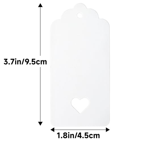 G2PLUS Gift Tags with String, 100PCS Hollow Heart Hang Tag, 3.7x1.8 in - style: Hollow Heart White