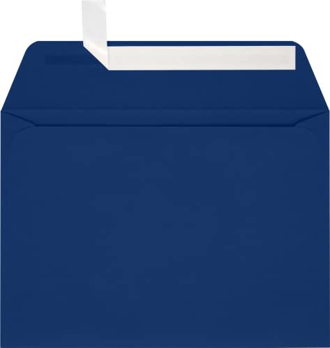 LUXPaper A7 Full Face Window Envelopes | Peel & Press | 5 1/4" x 7 1/4" | Navy Blue | 80lb. Text | 50 Qty - color: Navy Blue