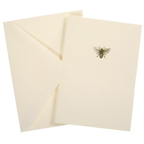 Graphique Bee La Petite Presse Boxed Notecards - 10 Embellished Gold Foil Blank Cards with Matching Envelopes and Storage Box, 3.25" x 4.75" - color: Bumble Bee
