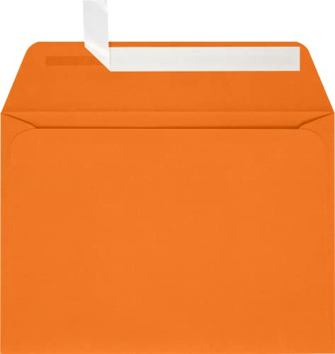 LUXPaper A7 Full Face Window Envelopes | Peel & Press | 5 1/4" x 7 1/4" | Mandarin Orange | 80lb. Text | 50 Qty - color: Orange
