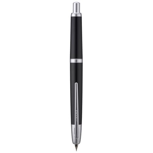 Jinhao 20 Press Fountain Pen, Piano Black Retractable Fine Nib with Ink Converter Set (Silver Clip) - color: Piano Black (Silver Clip), style: Fine