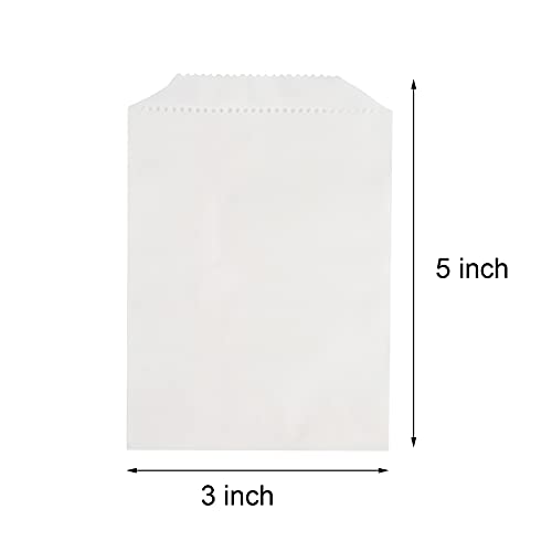 100-pack 3x5 Inches Mini Size White Kraft Paper Bags for Bakery Cookies Treats Snacks Popcorn Small Gift bag - color: White-3x5 Inch