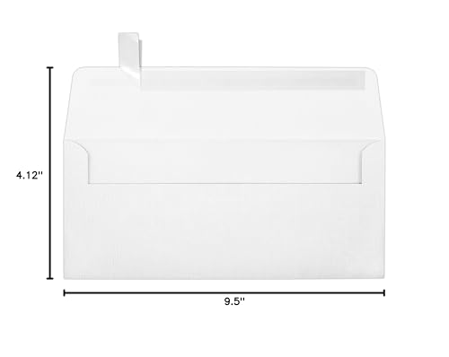 LUXPaper #10 Business Envelopes | Peel & Press | 4 1/8" x 9 1/2" | White Linen | 80lb. Text | 1,000 Qty - color: White Linen, size: 1,000 Qty.
