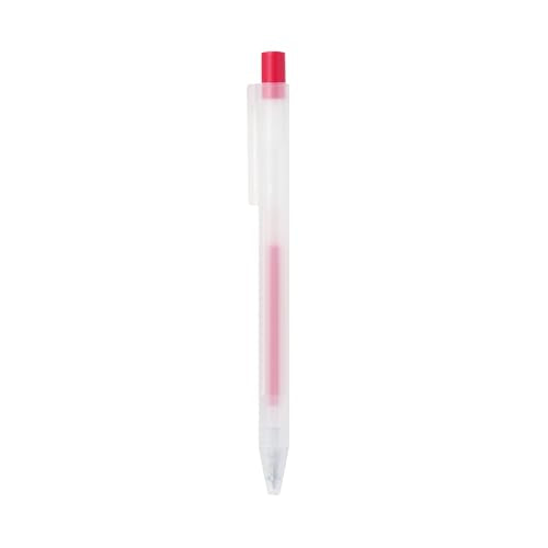 MUJI Smooth Gel Ink Knock Type Ballpoint Pen 0.3mm, Red - color: Red