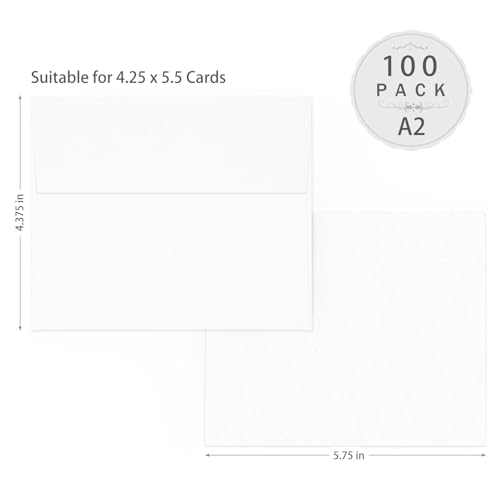 A2 White Envelopes Self Seal 100 Pack, 4.375 x 5.75 - color: white, size: A2