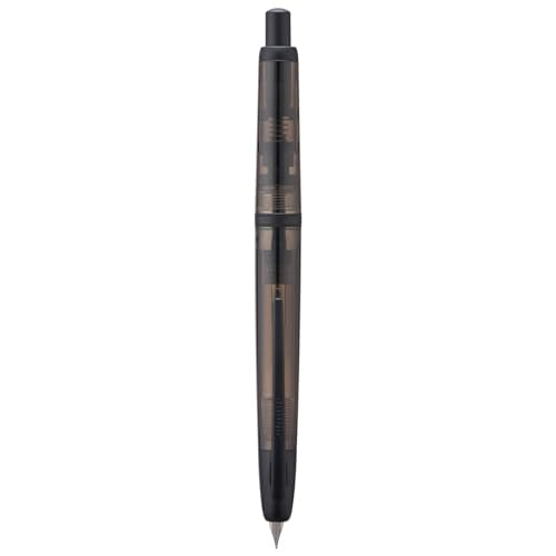 Jinhao 20 Press Fountain Pen, Transparent Black Retractable Fine Nib with Ink Converter Set (Black Clip) - color: Transparent Black (Black Clip), style: Fine