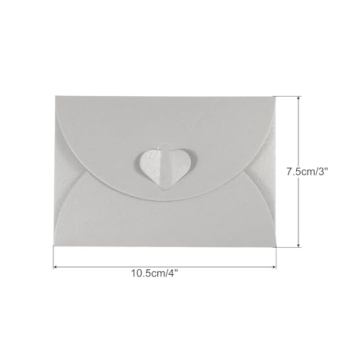 PATIKIL Gift Card Envelopes, 12pcs Heart Shaped Clasp Mini Envelope, Silver - color: Silver