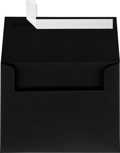 LUXPaper A7 Invitation Envelopes | Peel & Press | 5 1/4" x 7 1/4" | Black Linen | 80lb. Text | 50 Qty - color: Black Linen, size: 50 Qty.