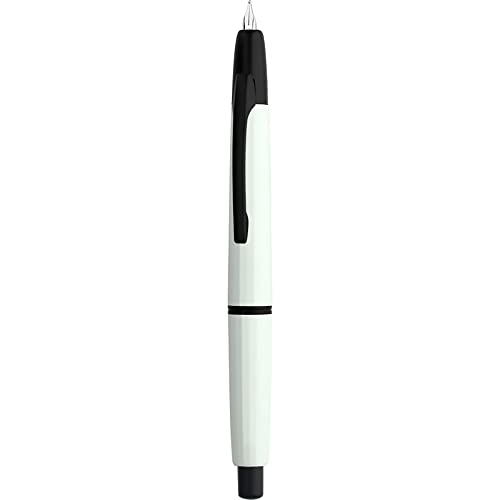 erofa Majohn A2 Press Fountain Pen Extra Fine Nib with Box, Retractable White Resin Ink Pen with Converter Writing Set (Black Clip Version - color: White--Black Clip