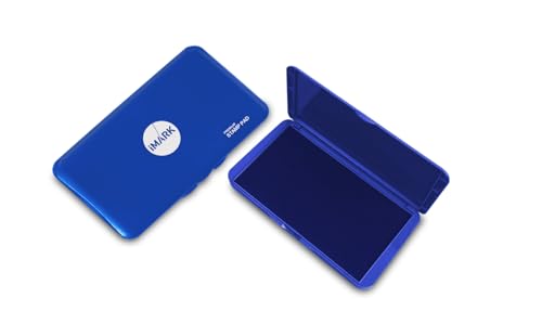 IMARK Large Stamp Pad, Premium Quality Felt Pad, 3.45” x 6.20”, Lightweight (Blue) - color: Blue