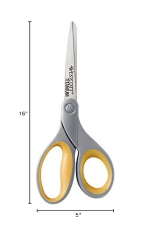 Westcott 8-Inch Titanium Bonded Scissors for Home, Office, and Classroom - Perfect for Cutting Paper, Sewing, and Crafts - Heavy-Duty Design with Soft Handle - Gray/Yellow (Pack of 48) - size: 48-Pack