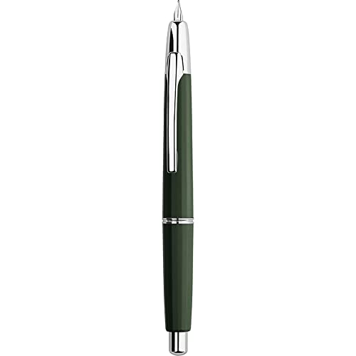 erofa Majohn A2 Press Fountain Pen Extra Fine Nib with Box, Retractable Green Resin Ink Pen with Converter Writing Pen Set (Silver Clip Version - color: Green--Silver Clip