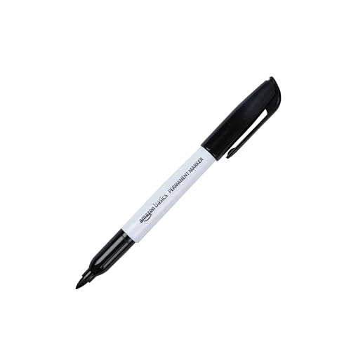 Amazon Basics Fine Tip Permanent Markers for Writing, Drawing, Quick Drying, Office, School, and Home Use, Black, 12 Pack - color: Black, size: 12 Count (Pack of 1)
