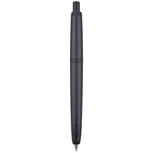 Jinhao 20 Press Fountain Pen, Matte Black Retractable Extra Fine Nib with Ink Converter Set (Black Clip) - color: Matte Black (Black Clip), style: Extra Fine