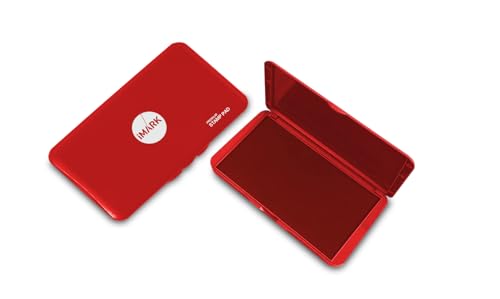 IMARK Large Stamp Pad, Premium Quality Felt Pad, 3.45” x 6.20”, Lightweight (Red) - color: Red