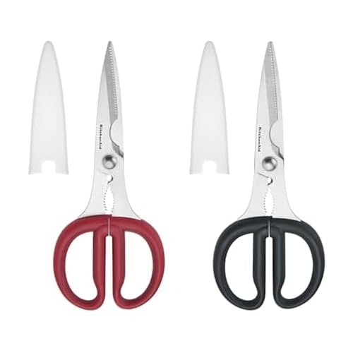 KitchenAid Multipurpose Shear Set, Versatile Scissors with Nutcracker, Bottle Opener, Ergonomic Handles with Protective Blade Covers, 2 Piece - color: Black, size: 2 Pack
