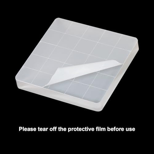 PATIKIL 1.6"x1.6" Acrylic Stamp Block, 6Pcs Clear Stamping Block with Grid Lines Decorative Mounting Blocks Square for Scrapbooking DIY Crafts Card Making - size: 1.6"x1.6"
