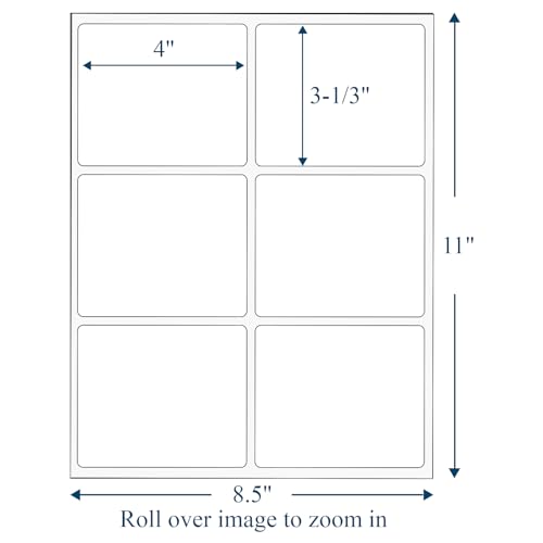 (200 Sheets, 1200 Labels) Sticker Paper, 3 1/3" x 4" Shipping Address Labels, 6 Per Page Self Adhesive Mailing Label for Laser and Inkjet Printers - size: 3-1/3" x 4"(6UP), style: 200 Sheets