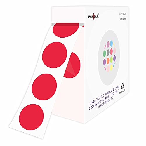 PARLAIM Red 0.75 inch Round Color Coding Circle Dots Labels in Box 1000pcs - color: Red, size: 1 Roll-1000PCS