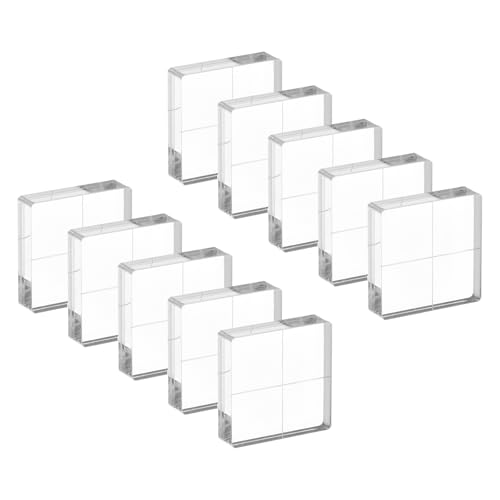 PATIKIL Acrylic Stamp Block, 10 Pack Stamping Block Square Shape with Grid Lines Decorative Mounting Blocks Set for Scrapbooking DIY Crafts Card Making, 1" x 1" - size: 1" x 1"