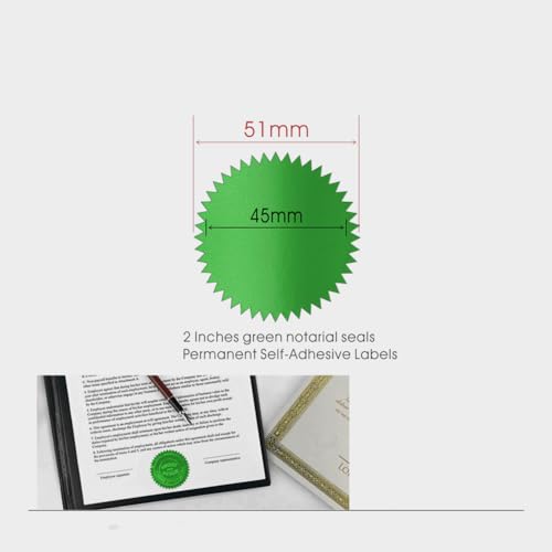 Hybsk 300pcs 2 inch Bright Green Certificate Sealing Labels with Serrated Edge Awards Legal Embossing Stickers (Bright Green) - color: Bright Green