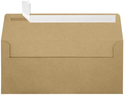 LUXPaper #10 Business Envelopes | Peel & Press | 4 1/8" x 9 1/2" | Grocery Bag Brown | 70lb. Text | 1,000 Qty - color: Grocery Bag Brown, size: 1,000 Qty.