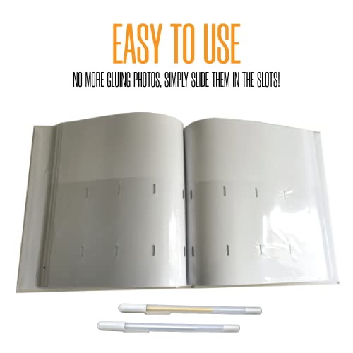2x6 Photo Strip Album, White Cover White Pages, 2 Gel Pens - color: White, size: 1
