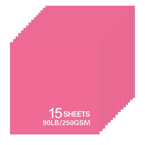 15Sheets Pink Cardstock Paper, 12x12 Card stock for Cricut, Thick Construction Paper for Card Making, Scrapbooking, Craft 90 lb / 250 gsm (Pink) - color: pink