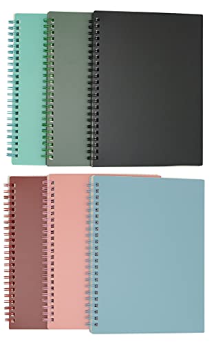 Yansanido Spiral Notebook, 6 Pcs A5 Thick Plastic Hardcover Graph Paper 6 Color 80 Sheets -160 Pages Journals for Study and Notes (6 colors, A5 5.7" x 8.3"-Grid)