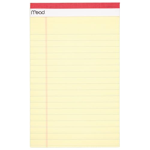 Mead Canary Junior Legal Pads, 5 x 8 Inch, 4 Pack 50 Sheets (59382) - size: 5" x 8"