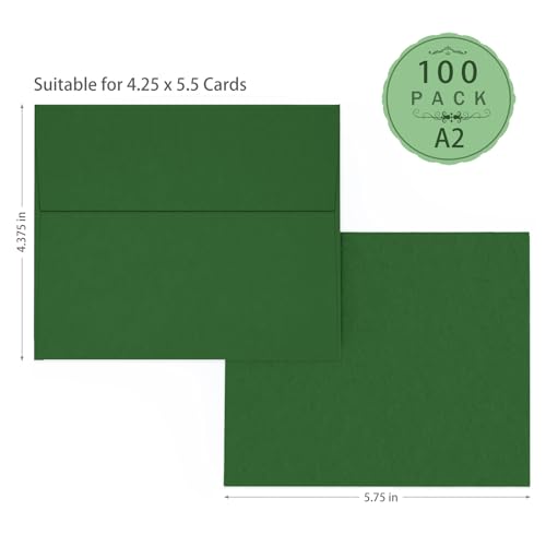 Dark Green Envelopes A2 Goefun 100 Pack Self Seal for Invitations - color: dark green, size: A2