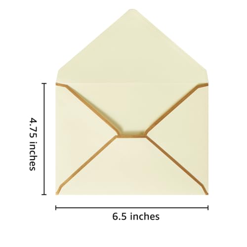 50 Pack A6 Envelopes Cream Color 4x6 with Gold Border, 4.75x6.5 - color: Cream Color, size: A6 (4.75x6.5)