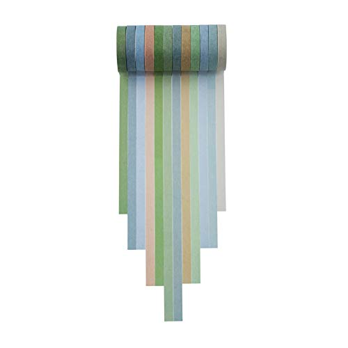 YUBBAEX 12 Rolls Washi Tape Set Natural Color Decorative Tapes for Arts, DIY Crafts, Journals, Planners, Scrapbook, Wrapping Wide -Salty Morandi- (Salty, 8mm x 12Rolls) - color: Salty, size: 8mm x 12Rolls