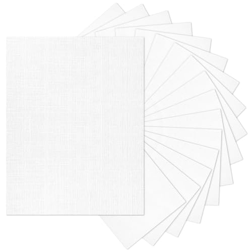 Linen Paper White Textured Cardstock 8.5 x 11 80lb - color: White, size: 8.5x11-80lb