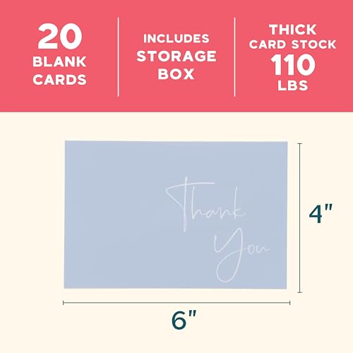 VNS Creations Thank You Cards With Envelopes - 20 Pack 4 x 6 - Light Blue - color: Light Blue, size: 20 Pack - 4" x 6"