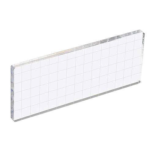 6" x 3" Acrylic Stamp Block, Clear Stamping Block with Grid Lines Decorative Mounting Blocks Square for Scrapbooking DIY Crafts Card Making