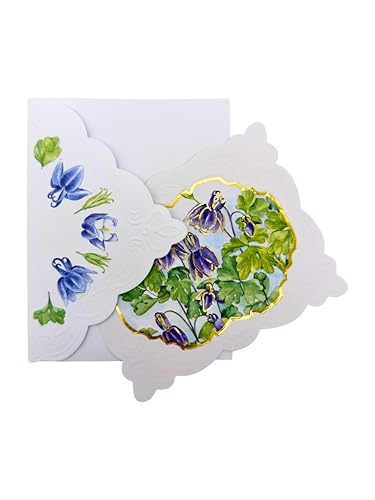 Poster Foundry Lilac Drops Boxed Note Cards by Carol Wilson. 10 embossed 4x5 Die-Cut Notecards and Matching Envelopes in Decorative Gift Box with Magnetic Flap. NCP2504 - color: Floral - Lilac Drops, style: 1 Gift Box Set / 10 Cards Total