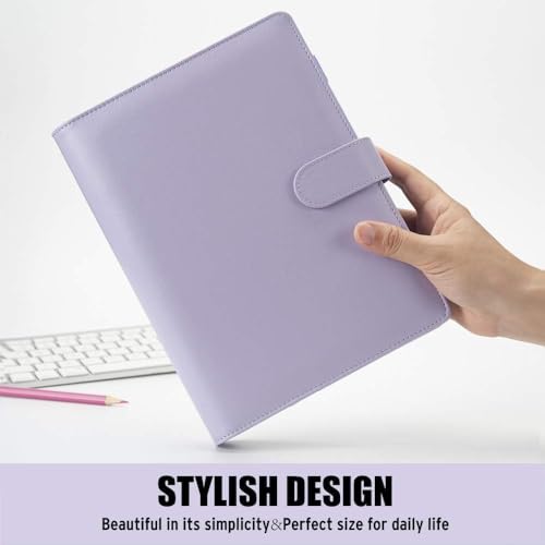 Sooez A5 Notebook Photocard Binder, 6 Ring Planner with Stylish Design, Loose Leaf Personal Organizer Cover with Magnetic Buckle, PU Leather Binder with Soft Colors (Rose Gold) - color: Rose Gold, size: A5