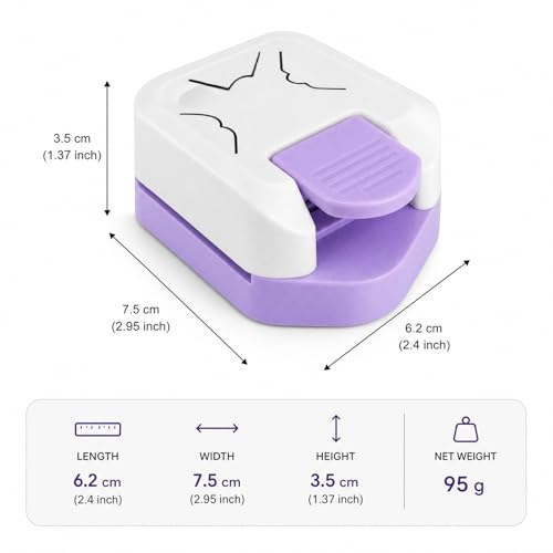 1 Pack 3 in 1 Paper Punch for Cardstock Photos Scrapbook, Round Edge Paper Punch for Stickers Junk Journal Card Making Supplies, Craft Hole Puncher （White Purple） - color: White Purple