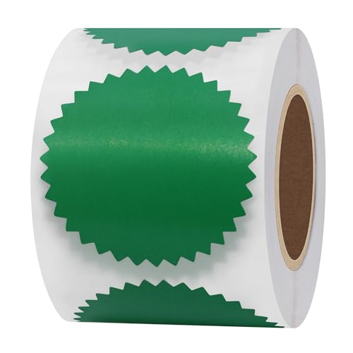 Hybsk 300pcs 2 inch Bright Green Certificate Sealing Labels with Serrated Edge Awards Legal Embossing Stickers (Bright Green) - color: Bright Green