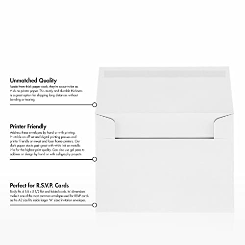 LUXPaper A2 Invitation Envelopes (4 3/8 x 5 3/4) - 70lb. Classic Linen Avon Brilliant White (250 Qty.) | Perfect for Invitations, Announcements, Sending Cards, RSVP Cards | 4870-70AWLI-250 - color: 70lb. Classic Linen Avon Brilliant White, size: 250 Qty.