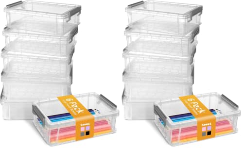 Sooez 12 Pack Extra Large Pencil Box, Plastic Pencil Case Crayon Box - color: Grey, size: Large (Pack of 2)