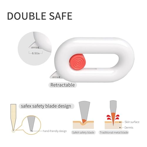 Ceramic Box Cutter, Box Cutter Retractable, Pink, Mini, keychain, Safety, Cute, Magnetic Package Opener, Box Opener Cutter for Daily Online Shopping/Kitchen/Office/Baby Beauty Gift Unpacking - color: 2 Pcs/White