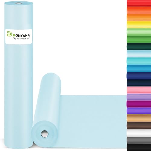 Light Blue Wrapping Paper 15"x450", Kraft Paper Roll Bulletin Board Paper - color: Light Blue, size: 15 x 450 Inch