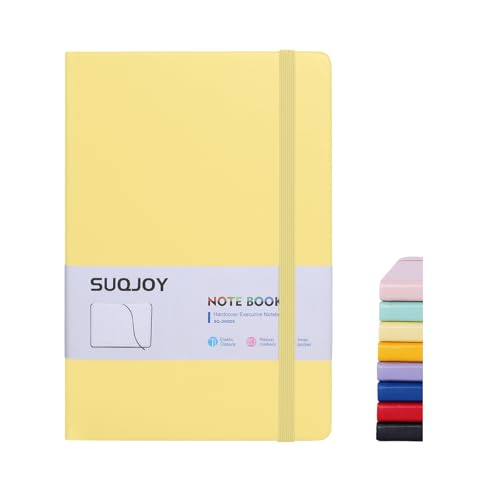 SUQJOY Lined Journal Notebooks, 160 Pages, 5.5x 8.2-Inch Journals for Women Men, Hardcover Notebook with 100 gsm Thick Paper, A5 Size College Ruled Notebook (Yellow) - color: Yellow, size: 1 Pack