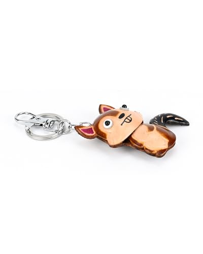 Leather Keychain Vintage Handmade Key Chain Purse Charm Gift for Women Girl - color: Squirrel