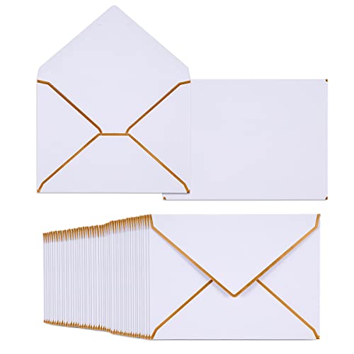 50 Pack A4 Envelopes White 4x6 with Gold Border, 4.25x6.25 - color: White, size: A4 (4.25x6.25)